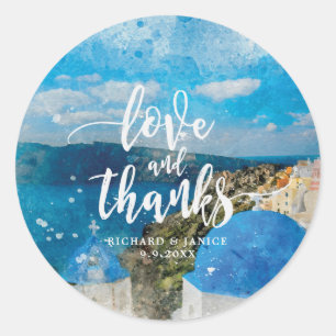 santorini greece love and thanks sticker wedding
