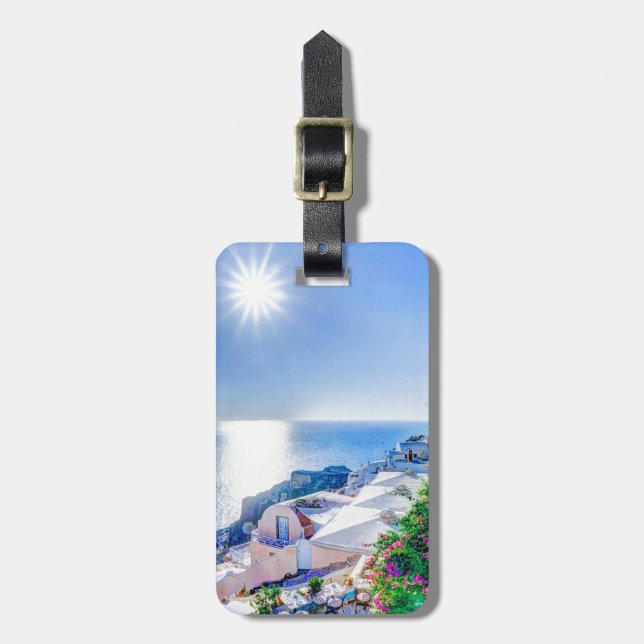Santorini Greece Luggage Tag (Front Vertical)