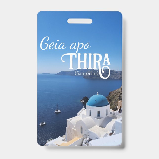 Santorini Greece luggage tag ID Badge (Front)
