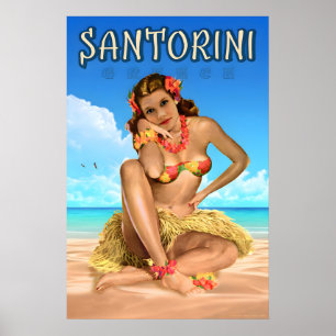 Santorini Greece Mediterranean Travel Poster Sea