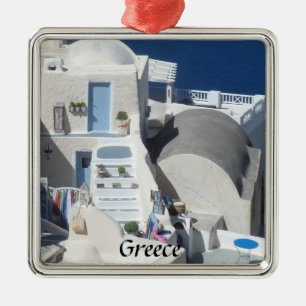 Santorini, Greece Metal Tree Decoration