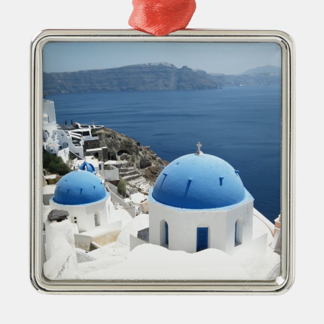 Santorini Greece Metal Tree Decoration (Front)