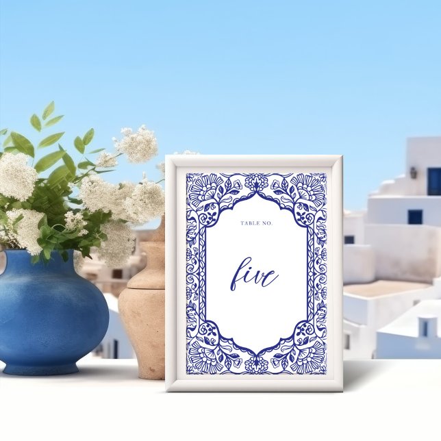 Santorini Greece Ornate Decorative Floral Frame Table Number (Creator Uploaded)