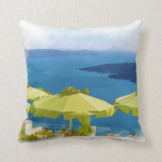 Santorini Greece Painting Cushion