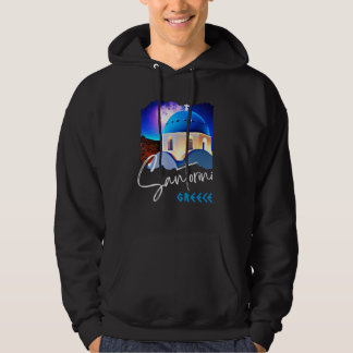 Santorini Greece Painting Travel Souvenir For Men Hoodie