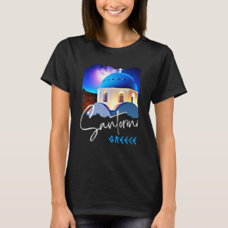 Santorini Greece Painting Travel Souvenir For Men T-Shirt