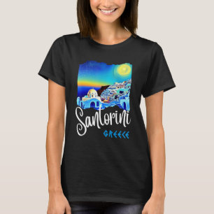 Santorini Greece Painting Travel Souvenir For Men  T-Shirt