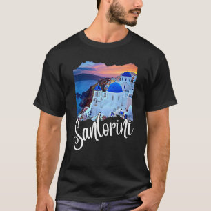 Santorini Greece Painting Travel Souvenir For Men T-Shirt