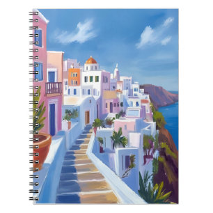Santorini Greece Painting Watercolor Travel Notebook