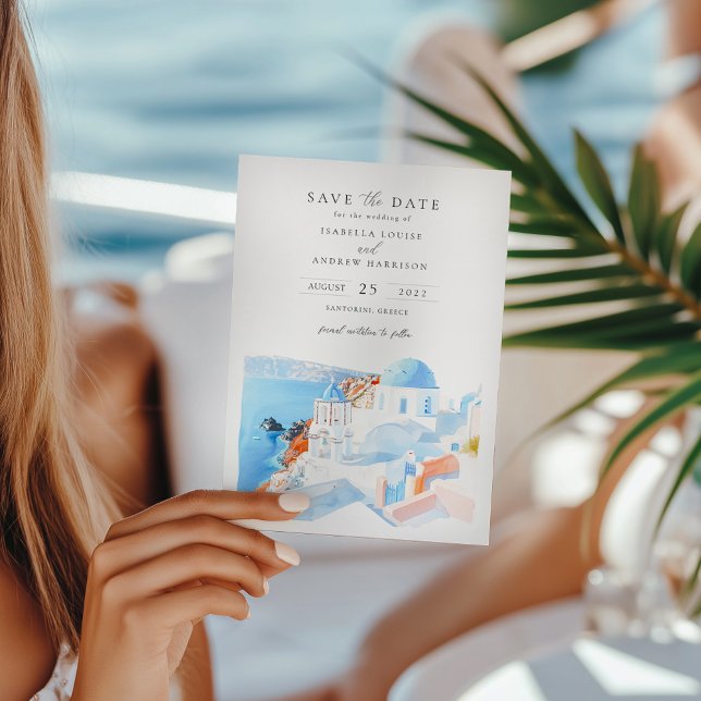 Santorini Greece Photo Save The Date  Invitation (Creator Uploaded)