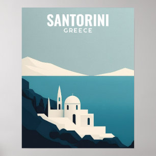 Santorini Greece Retro Minimalist  Poster
