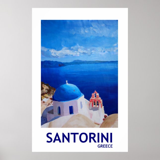 Santorini Greece - Retro Style Poster II (Front)