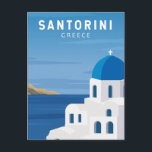 Santorini Greece Retro Vintage Postcard<br><div class="desc">Santorini retro travel design. Santorini is instantly recognisable for its whitewashed,  cube-shaped buildings adorned with blue accents,  steep cliffs and tangerine sunsets that light up the sky and sea.</div>