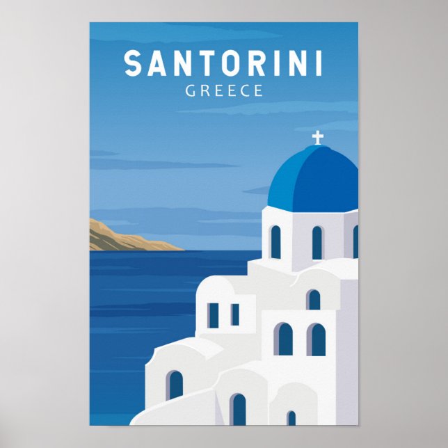 Santorini Greece Retro Vintage  Poster (Front)