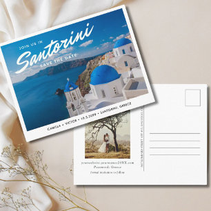 Santorini Greece Save the Date Postcard