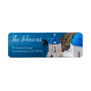 Santorini Greece Scenic Address Labels Greek