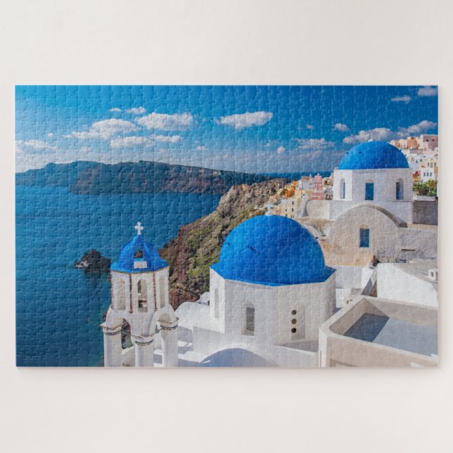 Santorini Greece Scenic Church Jigsaw Puzzle (Horizontal)