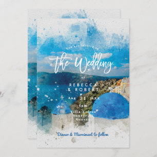 Santorini Greece summer wedding invitation