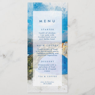 Santorini, Greece summer wedding menu cards