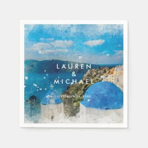 Santorini greece summer wedding napkins
