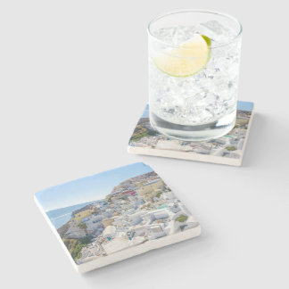 Santorini Greece - sunny-summer day in Santorini Stone Coaster