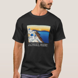 Santorini Greece Sunset Coastal Landscape T-Shirt