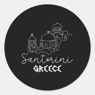 Santorini Greece Travel Destination Summer Family  Classic Round Sticker