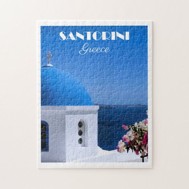 Santorini, Greece travel poster,  Jigsaw Puzzle (Vertical)