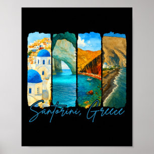 Santorini Greece Traveling Brushstroke Meet Me In Poster