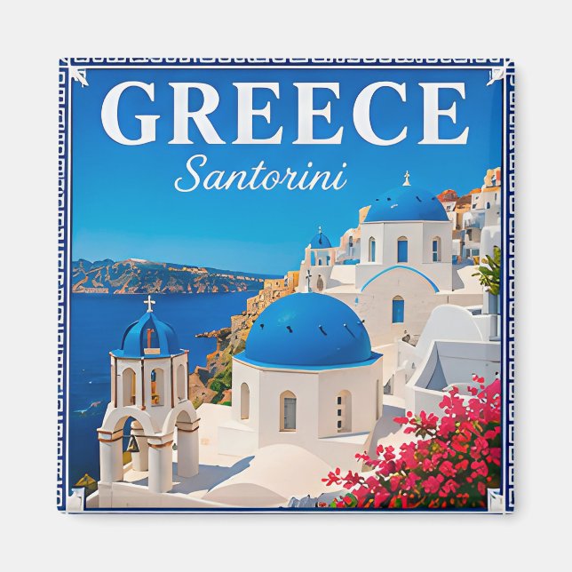 💙 Santorini Greece Vacation Memory Magnet (Front)