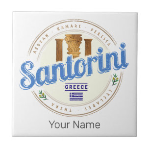 Santorini Greece Vintage Aegean Cyclades Island Tile