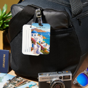Santorini Greece Vintage Europe Vacation Travel  Luggage Tag