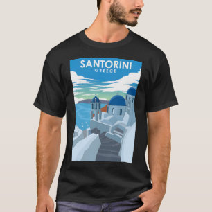 Santorini Greece Vintage Minimal Travel Poster  T-Shirt