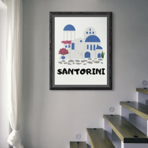 Santorini Greece Vintage Poster