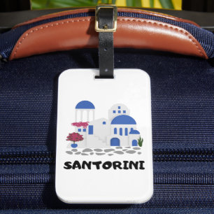 Santorini Greece Vintage Travel Luggage Tag