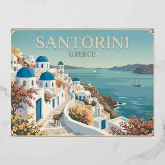Santorini Greece Vintage Travel Postcard