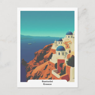 Santorini, Greece: Vintage Travel Postcard