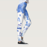 Santorini Greece Watercolor Leggings<br><div class="desc">A Watercolor townscape painting of the beautiful Greek island of Santorini. Original art by Nic Squirrell.</div>