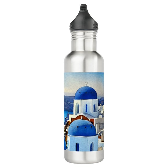 Santorini Greece Watercolor Painting 710 Ml Water Bottle (Right)