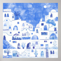 Santorini Greece Watercolor