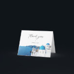 SANTORINI GREECE Watercolor Skyline Destination Thank You Card<br><div class="desc">The Santorini Collection feature watercolor paintings of the Santorini coastline with a classic elegant font combination. This collection is perfect for your travel or destination themed event.</div>