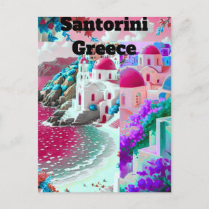 Santorini Greece Watercolor Travel Postcard Europe