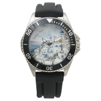 Santorini Greece Watercolor Watch