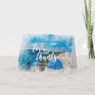 Santorini Greece watercolour scene love and thanks Thank You Card