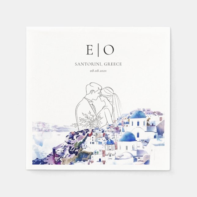 Santorini Greece Wedding Destination Summer Napkin (Front)