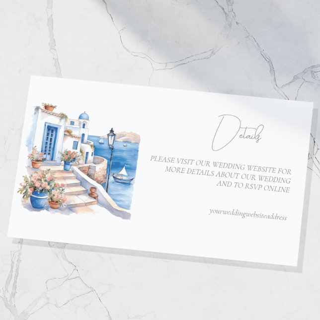 Santorini Greece Wedding Details Enclosure Card (Creator Uploaded)