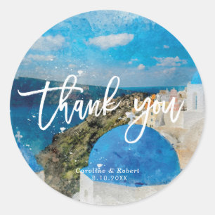 Santorini, Greece wedding thank you sticker