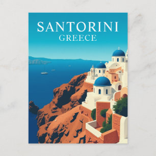 Santorini, Greece White Houses Travel Vintage Postcard