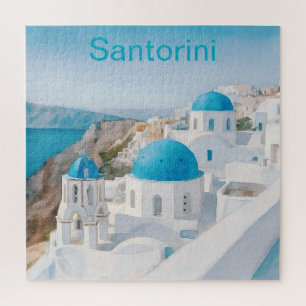 Santorini, Greece, with blue domes Jigsaw Puzzle