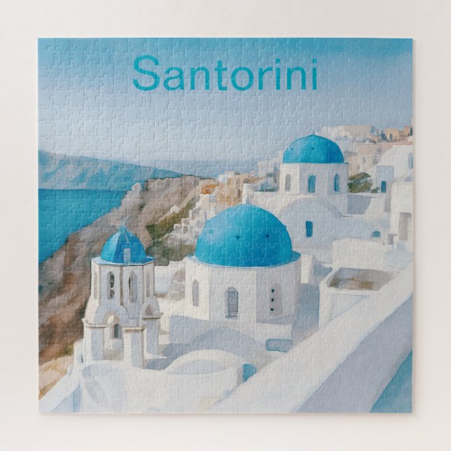 Santorini, Greece, with blue domes Jigsaw Puzzle (Vertical)
